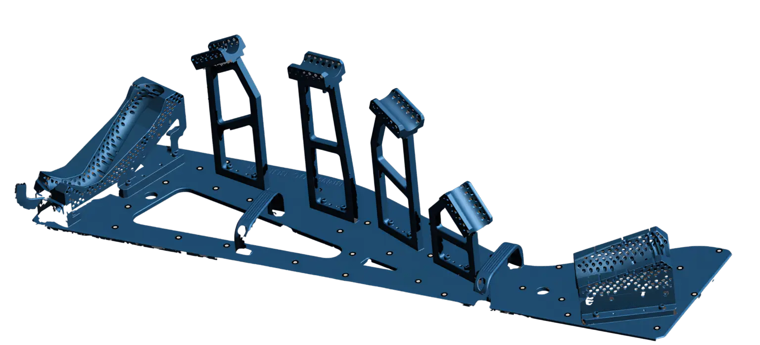 Malla de escaneo 3D de estructura vehicular procesada por ingeniería CoreMesh