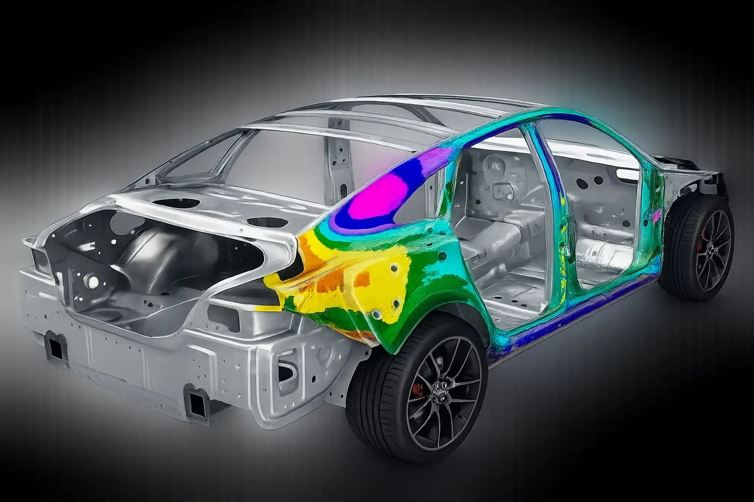 Automotive body digitized by CoreMesh with colour dimensional analysis
